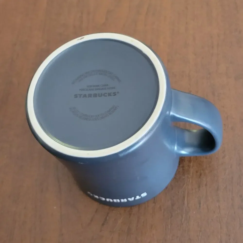 Starbucks 2011 Etched French Roast Black Matte New Bone China Coffee Mug 16 oz